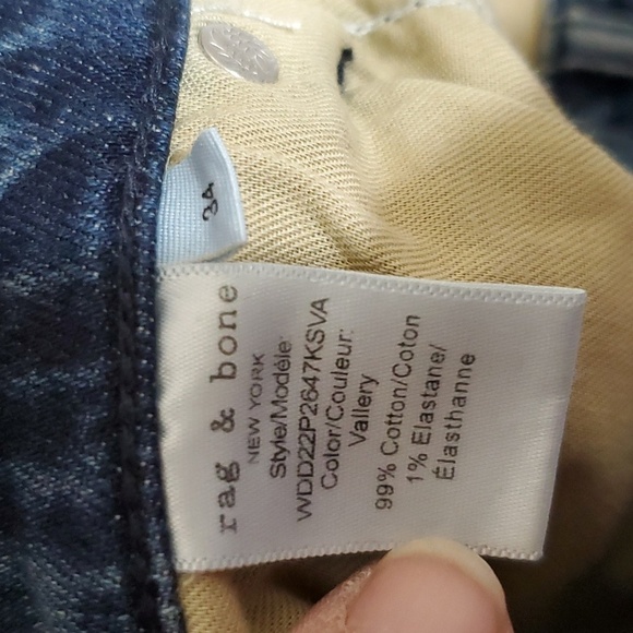 Rag & bone Nina high rise ankle cigarette jeans medium wash distressed cuff - Picture 9 of 10